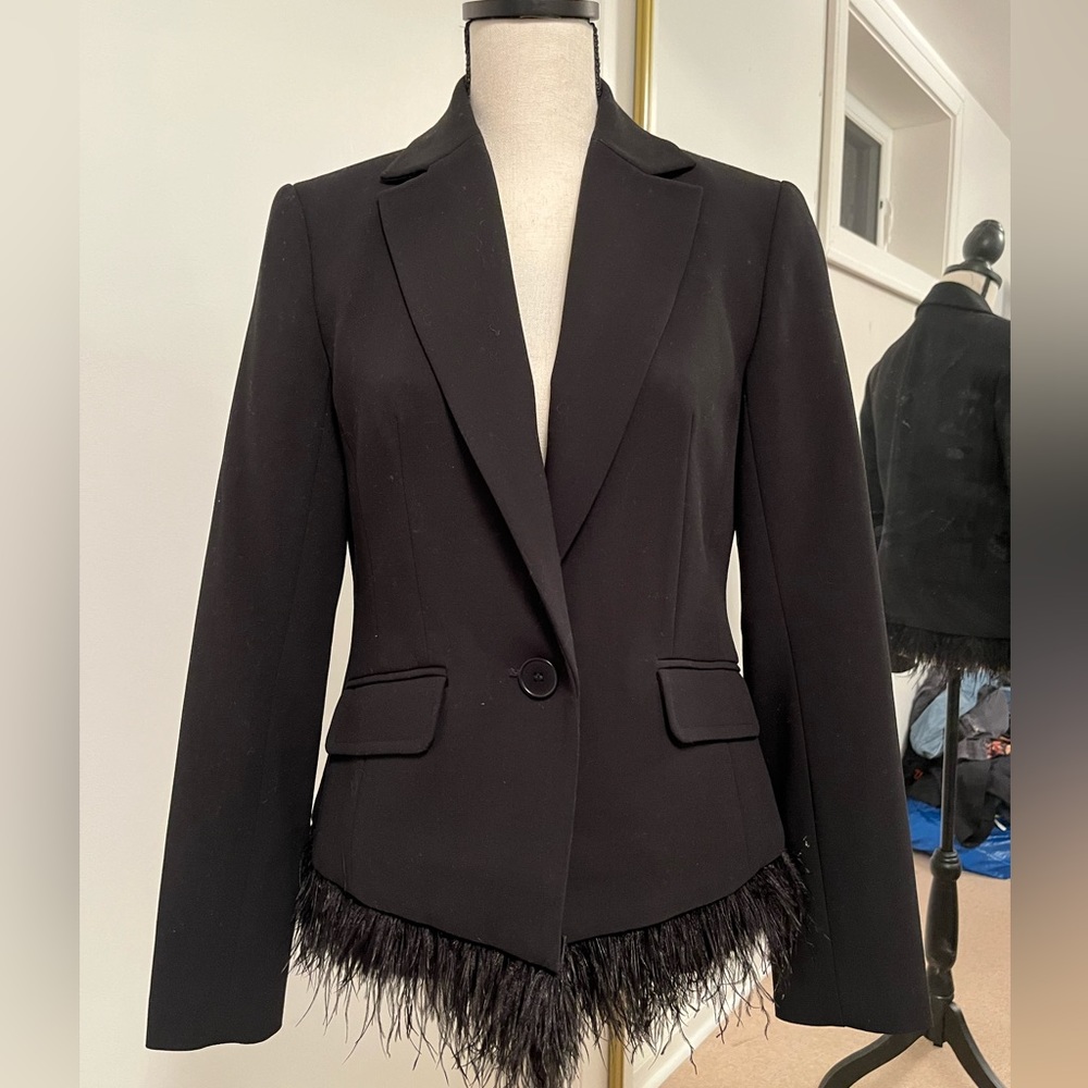 Trina Turk Women's Rikka Feather Trimmed Blazer